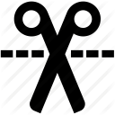 cut, cutting, dashed line, interface, scissors, user, web icon