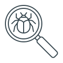 bug, bug search, magnifier, magnifying, search, seo svg vector icon