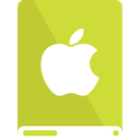apple, drive, lime, white icon