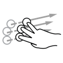 finger, flick, gestureworks, three icon