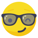 boss, fun, glasses, playful, smile, smiley, wink svg vector icon
