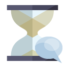 hourglass,speech,bubble icon