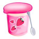 food, strawberries, yoghurt icon
