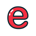 e, letter, lowercase, red svg vector icon