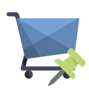 shoping,cart,push,pin icon