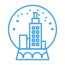 city, decor, decoration, snow, snowglobe svg vector icon
