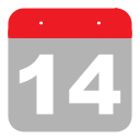 calendar, event, four, fourteen, hovytech, one, schedule svg vector icon