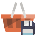 shopping,basket,diskette icon