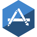 app, gloss, hexagon, media, social, store svg vector icon