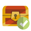 treasure,chest,checkmark icon