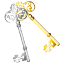 authentication, clefs, clues, golden, keys, log, login, password, secrecy, secret, secure, secured, silver, solution icon