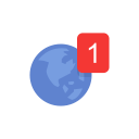 earth, globe, notification, one notification svg vector icon