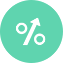 arrow, arrow up, interest, percentage, sign svg vector icon