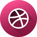 circle, dribbble, high quality, long shadow, media, social, social media svg vector icon