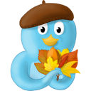 bird, fall, leaves, twitter icon