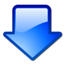 arrow, blue, down, download icon