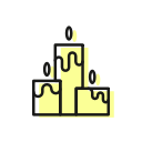 candles, christmas, christmastime, cozy, light, three svg vector icon