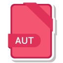 aut, extension, file, format, paper svg vector icon