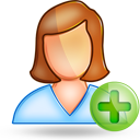 user,female,plus icon