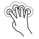 double, finger, four, gestureworks, tap icon