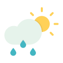 cloud, drizzle, forecast, rain, rainfall, sun, weather svg vector icon