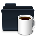 coffee,folder,badged,food icon