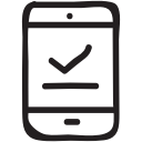 check, device, mobile, multimedia, phone, sync, tick svg vector icon