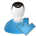 arrow, down, user icon