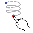gestureworks, helix, left, shape, stroke icon