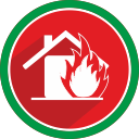 emergency, fire, flame, house svg vector icon
