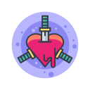 blade, halloween, hearts, knife, scary, spooky, stabbing svg vector icon