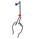 gestureworks, number, one, stroke icon
