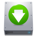 down, green, hdd icon