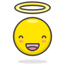 face, halo, smiling, with svg vector icon