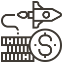 accounting, cash, currency, dollar, finance, money, rocket svg vector icon