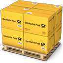 boxes, deutche post, goods, palet, products, shipment, shipping, warehouse icon