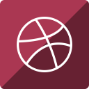 dribbble, gloss, media, social, square svg vector icon