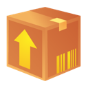 arrow, box, crate, orange, package, upload icon