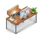 desk, furniture, workstation icon