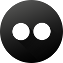 black white, circle, flickr, high quality, long shadow, social, social media svg vector icon