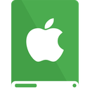 apple, drive, green, white icon