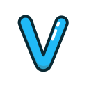 blue, letter, lowercase, v svg vector icon