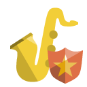 music,saxophone,shield icon