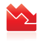 area, chart, down, red icon