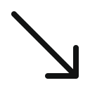 arrow, arrow down, bottom, diagonal, diagonalarrowdownright, right arrow svg vector icon