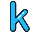 blue, k, letter, lowercase svg vector icon