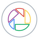 album, circles, line, neon, photo, picasa, social svg vector icon
