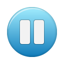 blue, button, pause icon