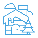 cabin, cloud, home, house, tree, winter svg vector icon
