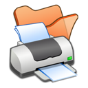 folder, orange, printer icon